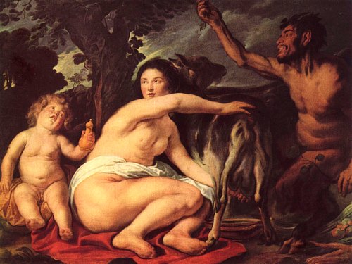 Zeus enfant nourri par la chèvre Amalthée. Peinture de Jacob Jordaens
