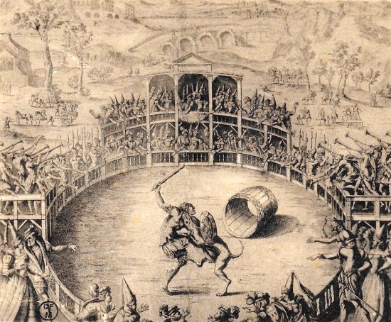 Combat du chevalier Macaire et du Chien de Montargis. Gravure du XIXe siècle