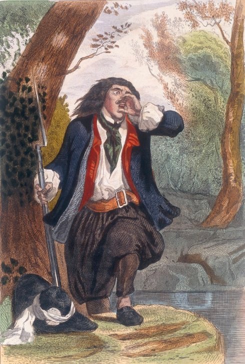 Le Chouan. Gravure (colorisée) de Léopold Massard d'après la peinture de Henri Baron. Illustration parue dans Les Français sous la Révolution (1843) d'Augustin Challamel et Wilhelm Ténint