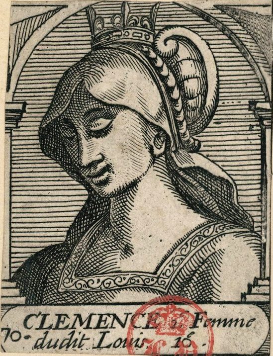 Clémence de Hongrie. Gravure extraite des albums du roi Louis-Philippe constitués dans la première moitié du XIXe siècle