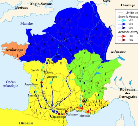 Royaume des Francs et territoires contigus en 507 Royaume des Francs et territoires contigus en 507