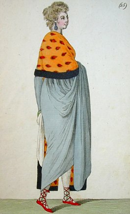 Coiffure en porc-épice (à la Titus). Gravure du Journal des Dames et des Modes (1798)