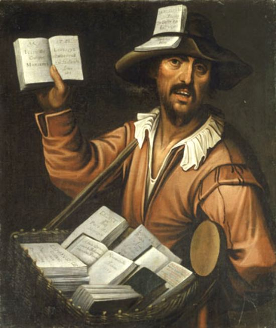 Un colporteur de livres au XVIIe siècle. Ecole française