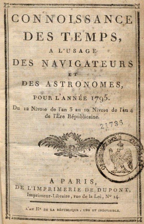 La Connaissance des temps pour l'année 1795