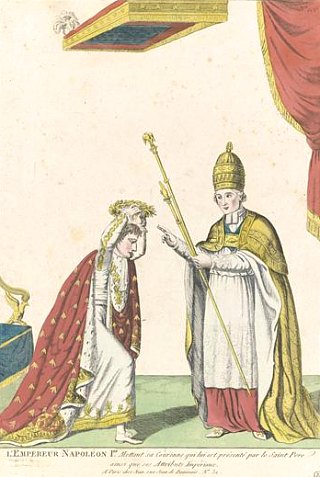 Napoléon mettant la couronne présentée par le Saint-Père avec les attributs impériaux