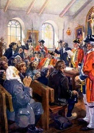 Lecture de l'ordre d'expulsion des Acadiens en 1755