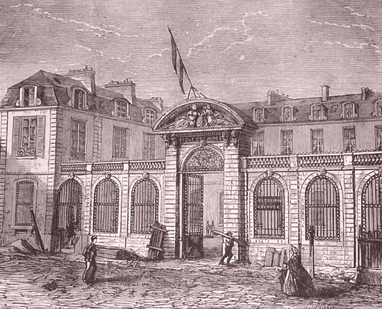 Entrée de l'École des mines de Paris. Gravure de 1897