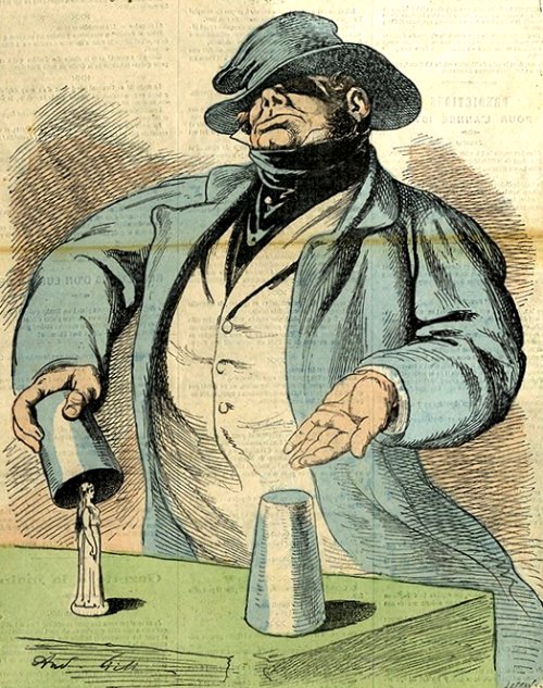 L'escamoteur. Dessin de Gill paru en 1875
