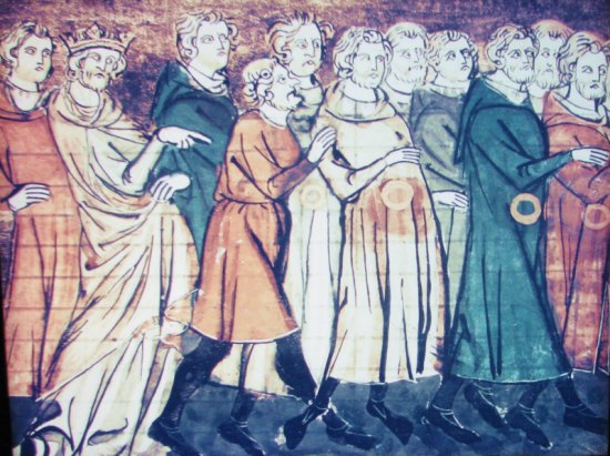 Expulsion des Juifs en 1182. Miniature extraite des Grandes Chroniques de France