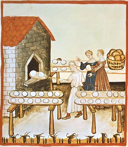Four à pain. Enluminure extraite du Tacuinum sanitatis (vers 1390-1400)