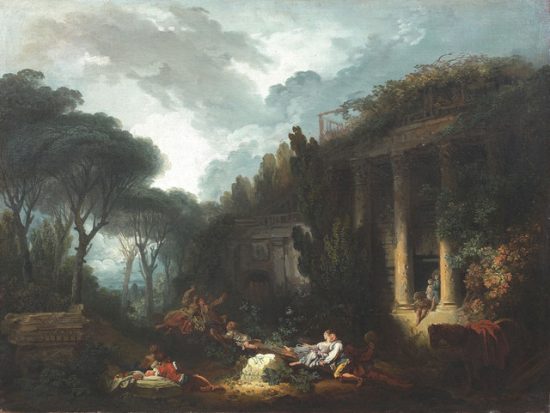 Le jeu de la bascule. Peinture de Fragonard
