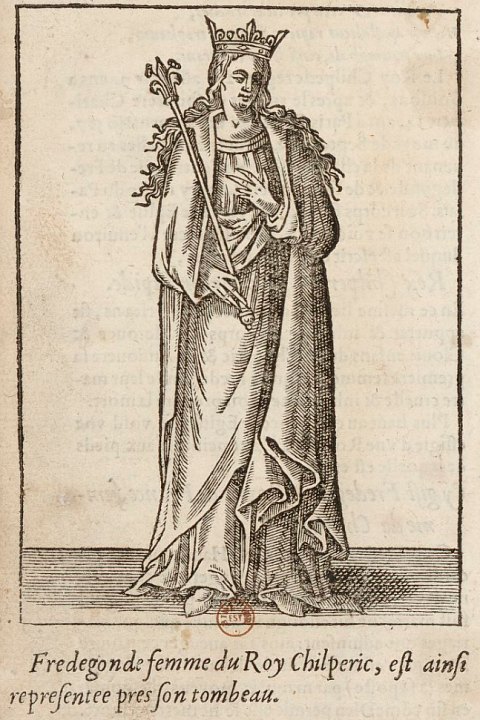Estampe représentant Frédégonde, épouse de Chilpéric Ier, roi de Neustrie (fin du VIe siècle)