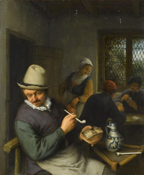 Le fumeur dans une taverne. Peinture d'Adrien Van Ostade (1645)