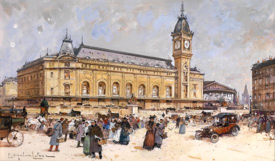 Gare de Lyon vers 1910, par Eugène Galien-Laloue (1854-1941)