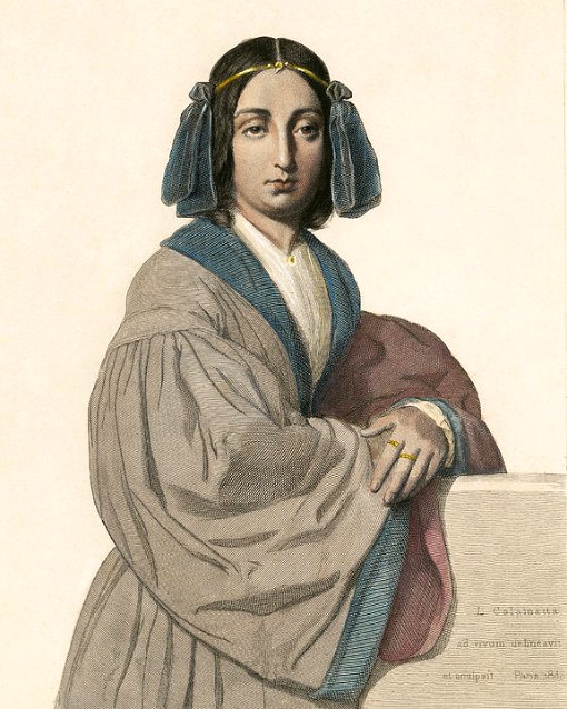 George Sand en 1837. Dessin (colorisé) de Luigi Calamatta