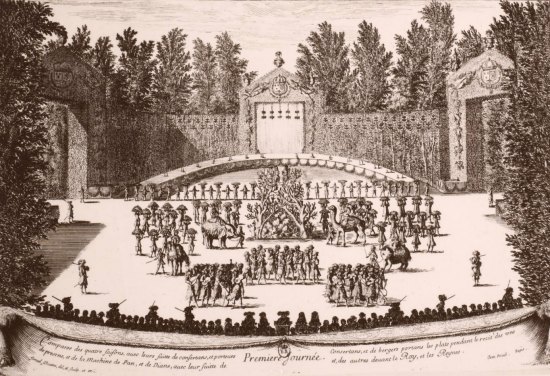 Les Plaisirs de l'île enchantée. Première journée : comparse des quatre saisons. Gravure d'Israël Silvestre