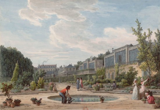 Le Jardin des Plantes en 1794, anciennement Jardin du Roi. Dessin de Jean-Baptiste Hilair