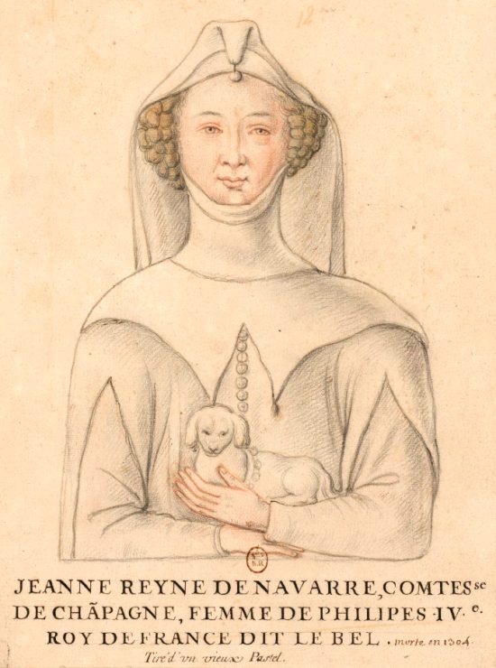 Jeanne Ière, reine de Navarre et comtesse de Champagne. Dessin du début du XVIIe siècle