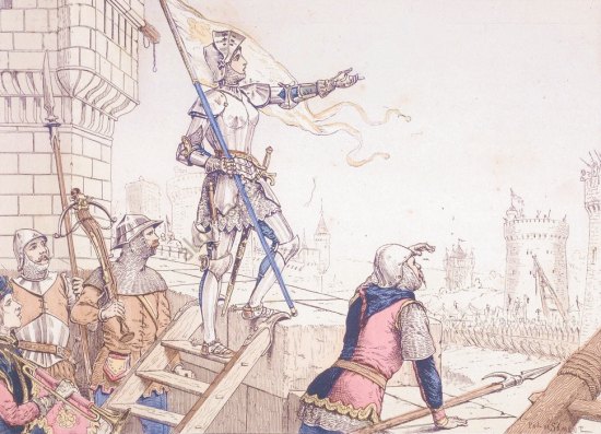 Entrant dans Orléans le 29 avril 1429, Jeanne d'Arc somme les Anglais de lever le siège