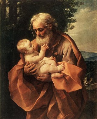 Jospeh et l'enfant Jésus. Peinture de Guido Reni vers 1635
