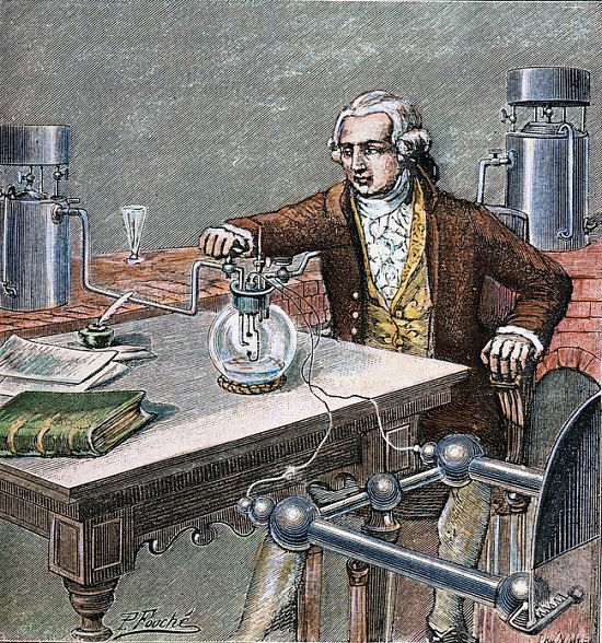 Lavoisier déterminant la formation de l'eau
