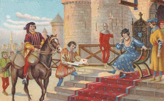 Louis XI créant les premiers courriers postaux en France