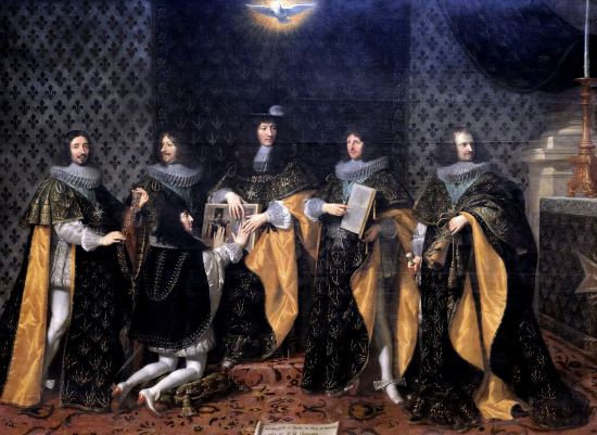 Louis XIV recevant son frère Philippe, duc d'Orléans, dans l'Ordre du Saint-Esprit. Peinture de Philippe de Champaigne