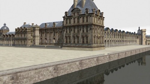 Reconstitution 3D du Louvre côté Tuileries sous Henri IV