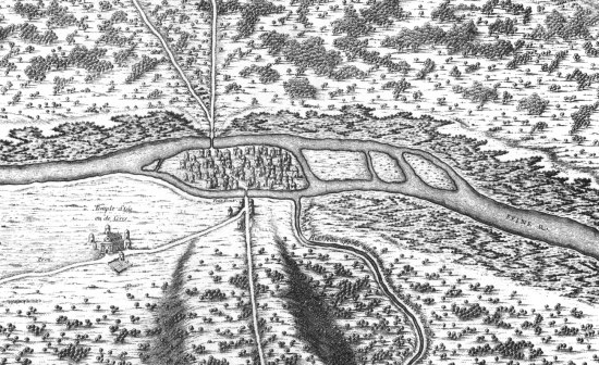 Détail de la reconstitution libre du plan de Lutèce selon d'Anville en 1705