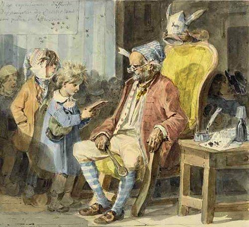 Le maître d'école. Peinture de Nicolas-Toussaint Charlet