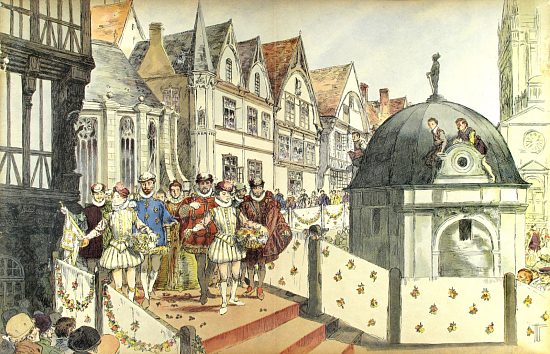 Mariage de Marguerite de Valois et de Henri de Navarre, futur Henri IV. Illustration d'Hermann Vogel (1907)
