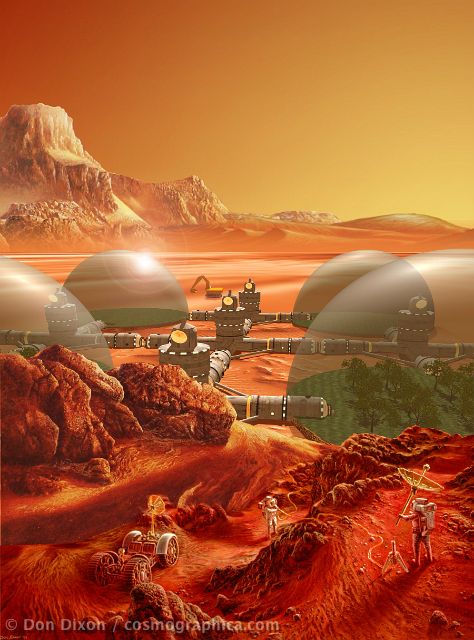 Colonie martienne. Vision de l'artiste Don Dixon, membre fondateur de l'International Association of Astronomical Artists Colonie martienne. Vision de l'artiste Don Dixon, membre fondateur de l'International Association of Astronomical Artists