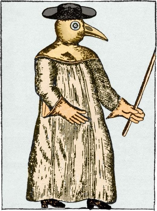 Gravure (colorisée) extraite du Traité de la peste par le Dr Manget (1720)
