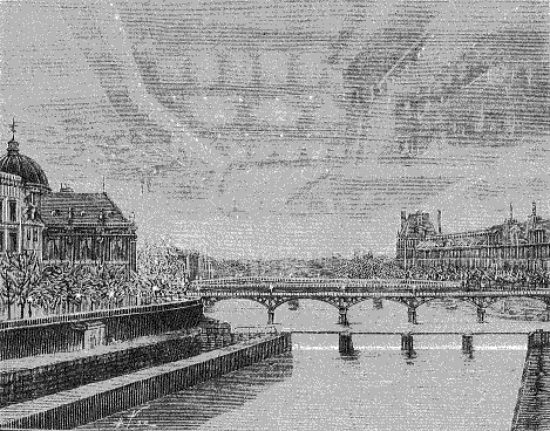 Le Louvre et les quais de Paris réfléchis dans les nuages. Mirage observé le 14 décembre 1869