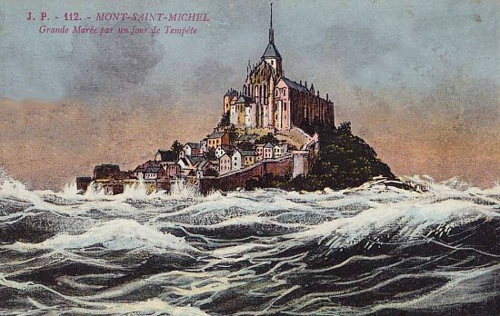 Mont-Saint-Michel. Grande marée par un jour de tempête