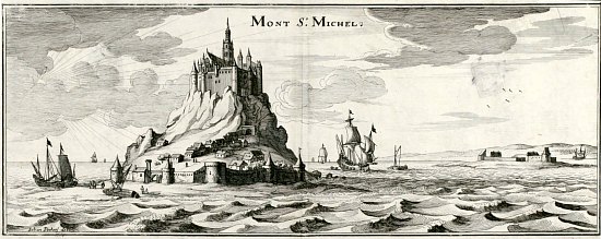 Le mont Saint-Michel. Gravure extraite de Topographiae Galliae (1657)