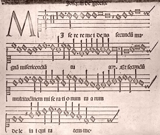 Miserere mei. Composition de Josquin des Prés. Extrait de Liber selectarum cantonium (1520)