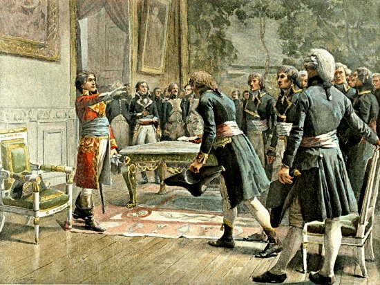 Le sénat présidé par Cambacérès et Lebrun proclame Napoléon Bonaparte empereur (Saint-Cloud, 18 mai 1804). Lithographie couleur de 1890 d'après une peinture d'Édouard Boutigny