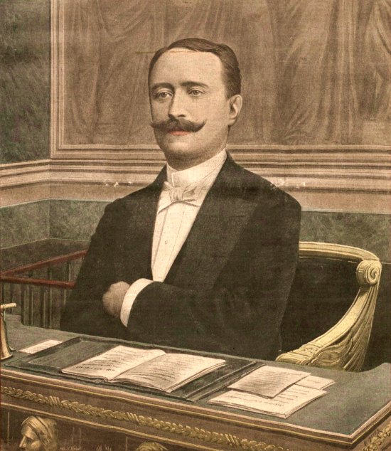 Paul Deschanel lorsqu'il devient président de la Chambre des députés (1898). Illustration parue dans le Supplément illustré du Petit Journal du 26 juin 1898