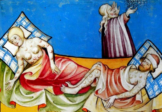La peste bubonique illustrée dans la Bible de Toggenburg (XVe siècle)