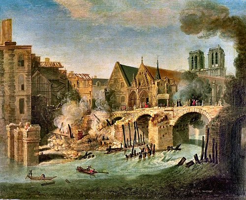 Le Petit-Pont après l'incendie de 1718 Le Petit-Pont après l'incendie de 1718