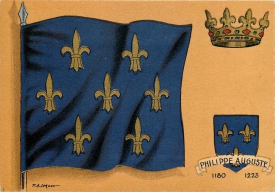 Étendard royal de Philippe-Auguste (carte des éditions Barré et Dayez)