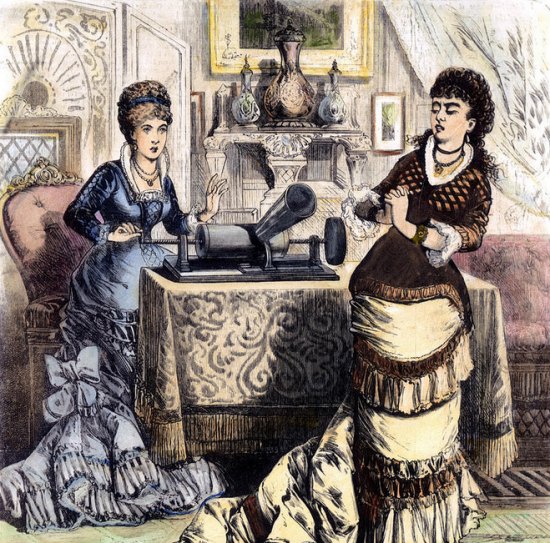 Le phonographe d'Edison (en réalité inventé par Charles Cros) vers 1880