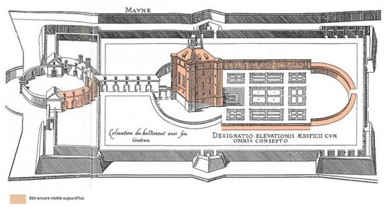 Plan du château de Maulnes d'après Androuet du Cerceau
