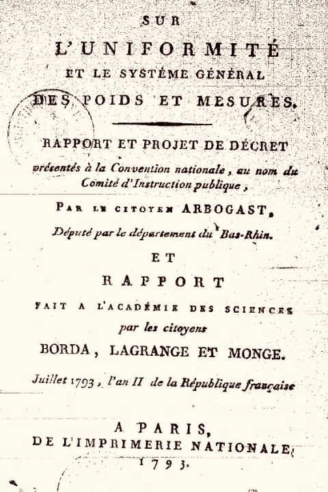 Rapport de Louis Arbogast sur l'uniformité et le système général des poids et mesures