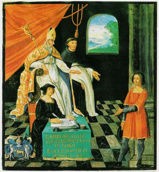 Procès de Gilles de Rais. Enluminure extraite d'un manuscrit réalisé pour Jean Bouhier (1673-1746), président à mortier au parlement de Dijon