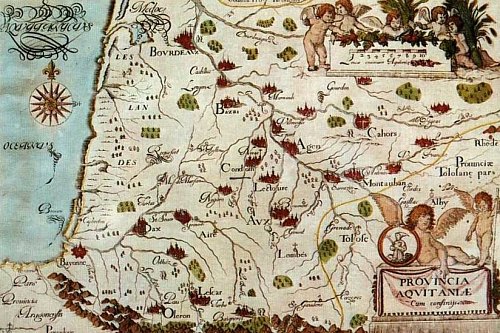 Carte de la province d'Aquitaine datant du milieu du XVIIe siècle