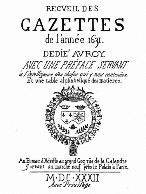 Couverture du recueil des Gazette de l'année 1631