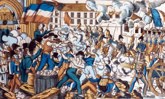 Révolte des canuts : le 9 avril 1834, pendant le procès de tisseurs accusés de coalition et de grève, des coups de feu sont tirés sur la foule