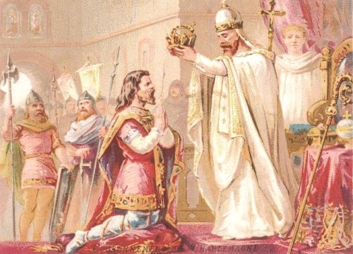Histoire Des Francais Charlemagne Sacre Empereur D Occident Par Le Pape Leon Iii Ceremonie Le Jour De La Noel 800